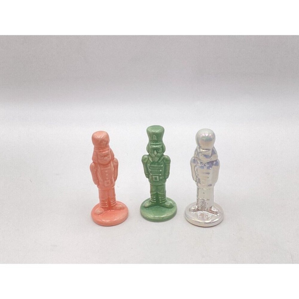 Target Bullseye Ceramic Nutcracker 4" Figurines Pink Green Red NEW (SET OF 3)